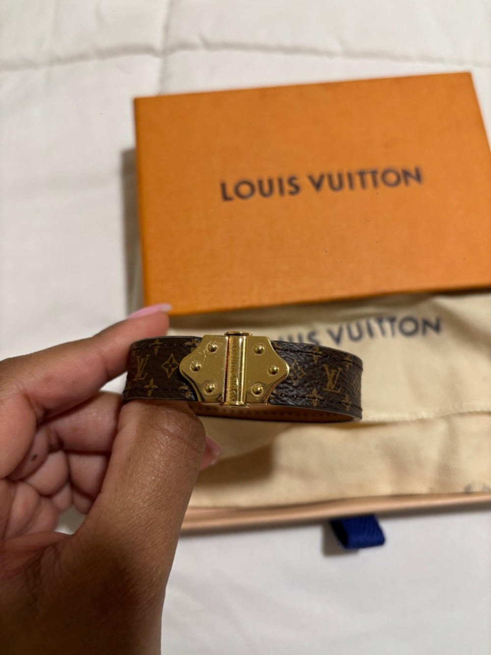 Louis Vuitton Brown Monogram Bracelet with Gold Hardware